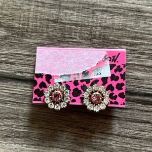NWT Betsey Johnson Earrings with Pink and White Stones